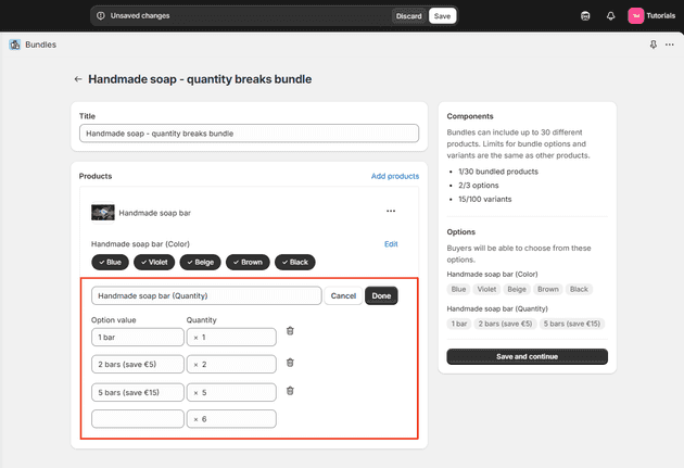 Shopify quantity option creation