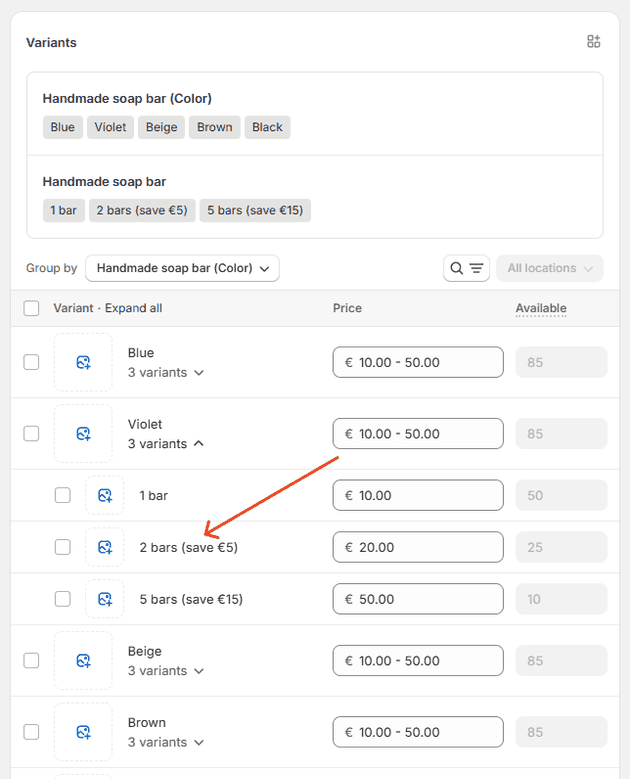 Shopify select variant