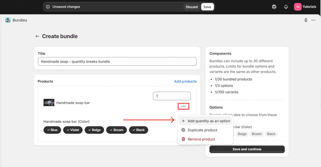 Shopify quantity option